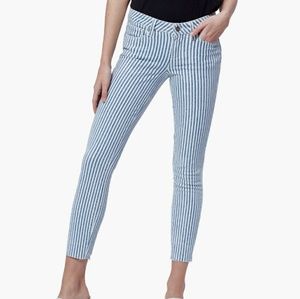 PAIGE Verdugo Crop Sky Blue Stripe W/Raw Hem